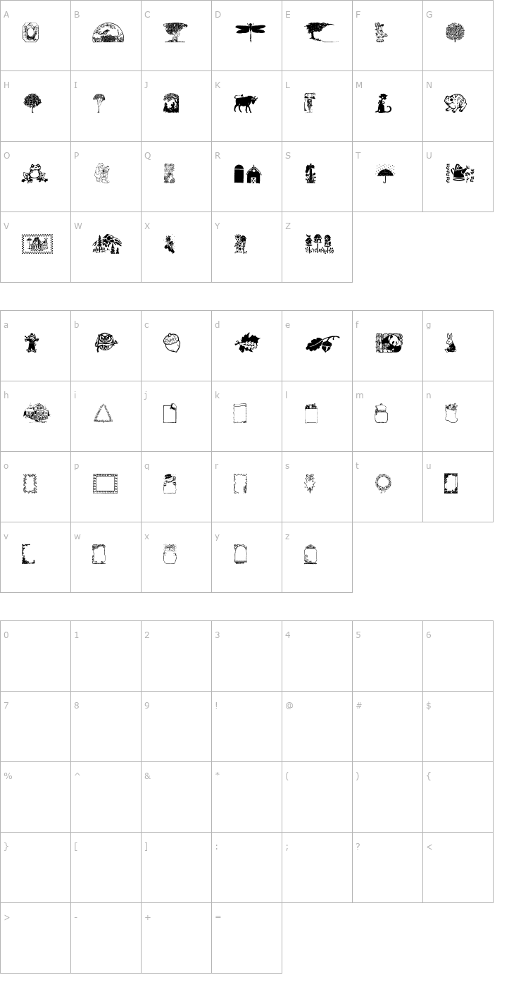 Character Map AngelsMisc1 Font