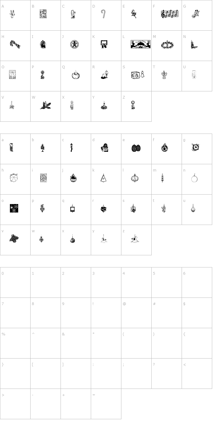 Character Map AngelsMisc3 Font