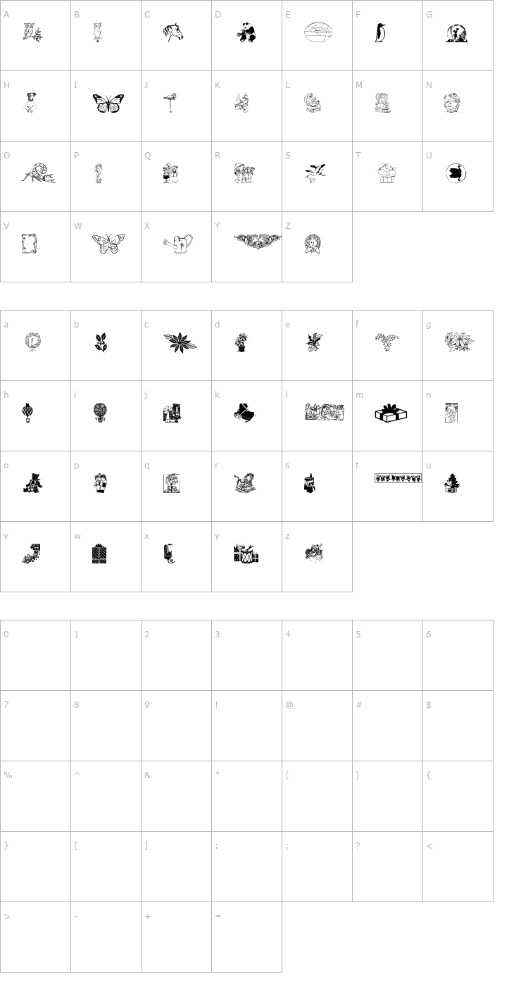 Character Map AngelsMisc5 Font