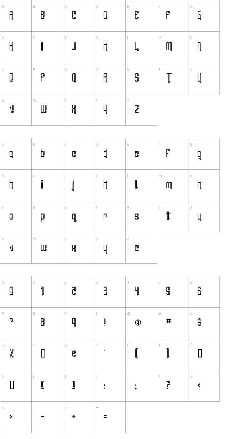 Character Map Angie Impressing Font