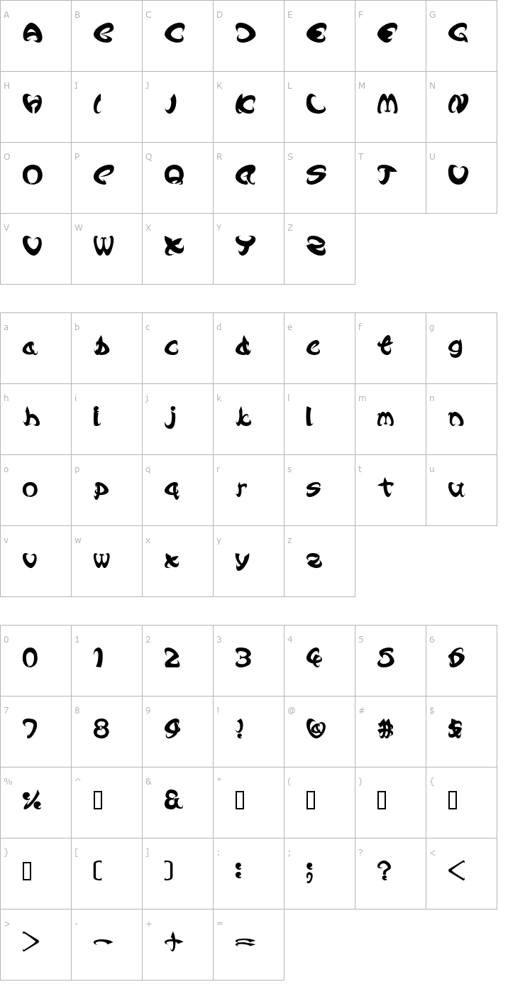Character Map Angle Bold Font