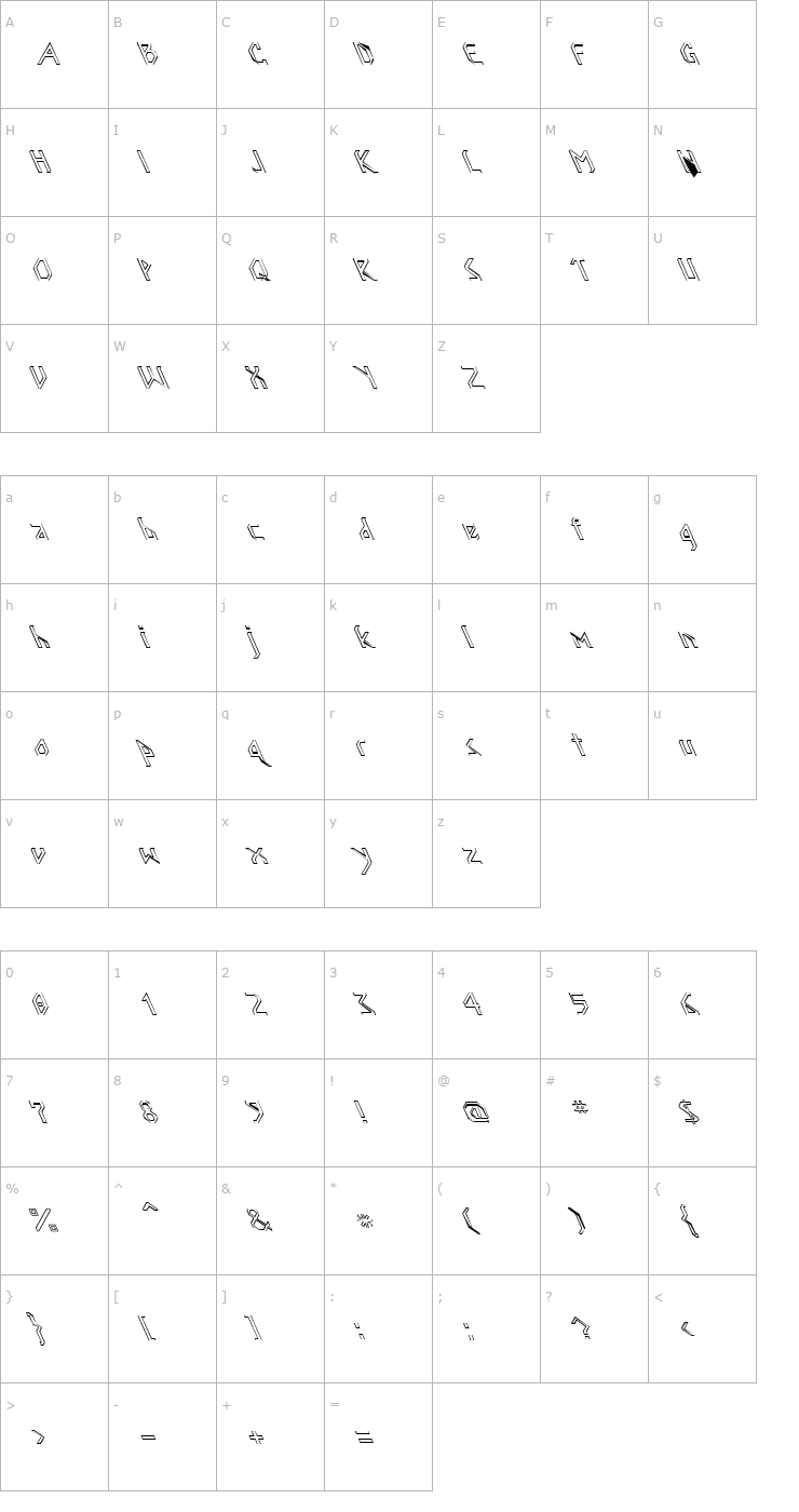 Character Map Angles 1 Font