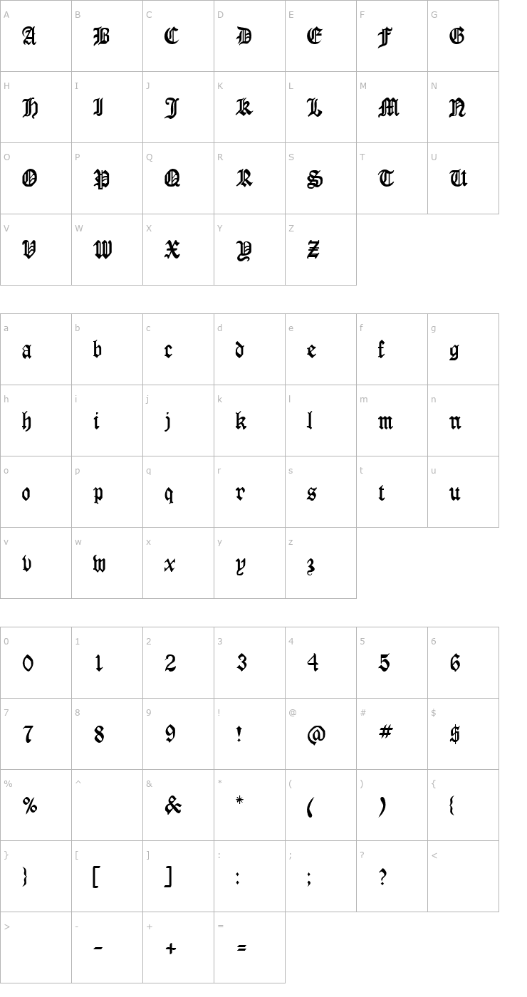 Character Map AngloSSK Font