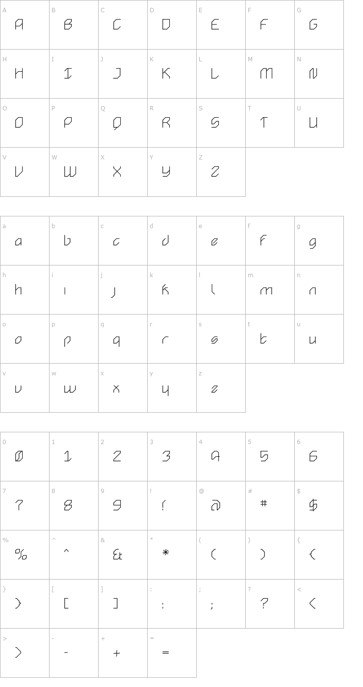 Character Map AngolSharp Regular Font