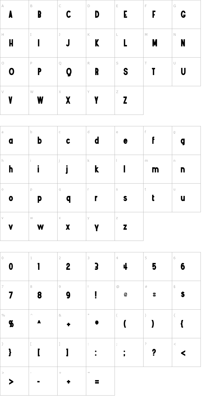 Character Map Angostura Black Regular Font