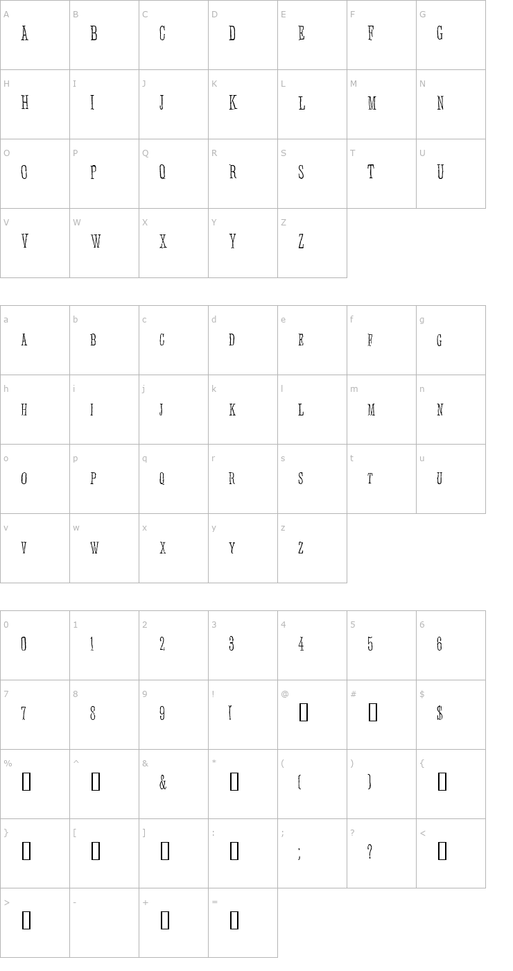 Character Map Anhedonia Font