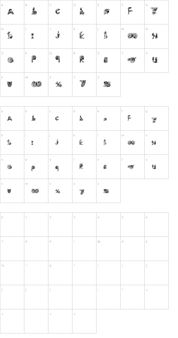 Character Map Animal Caps Font