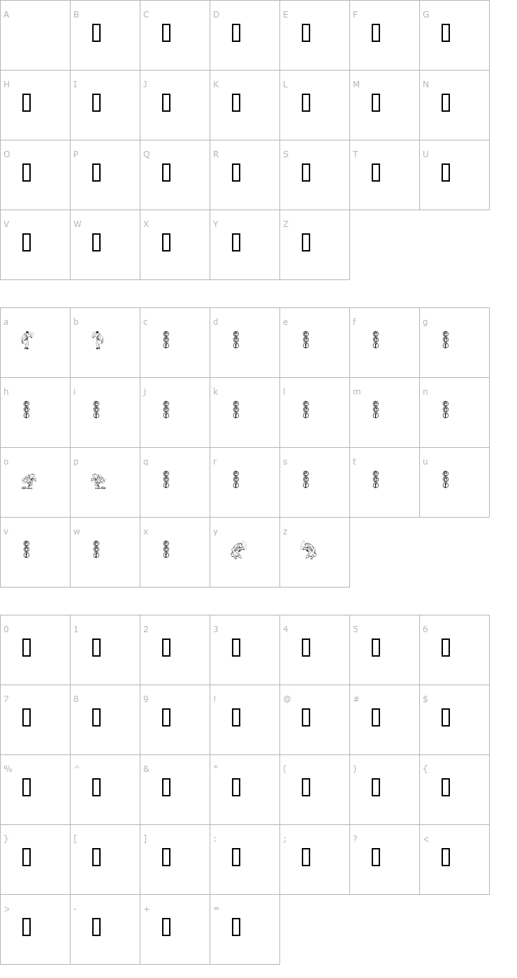 Character Map animal crackers (eval) Font