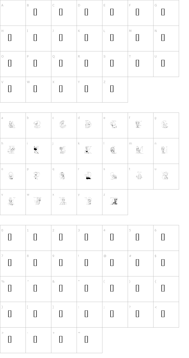 Character Map AnimAlpha Font