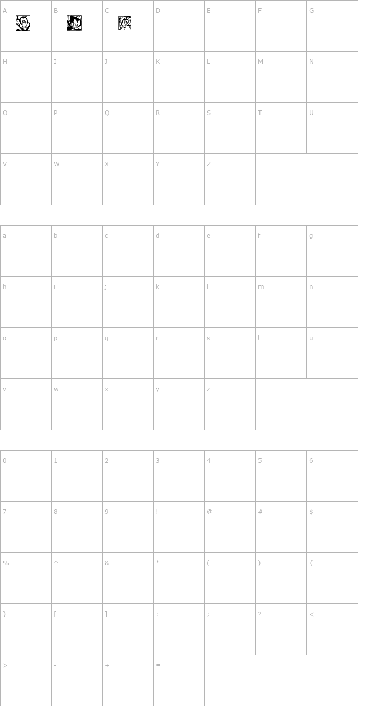 Character Map AnimaniBats Font