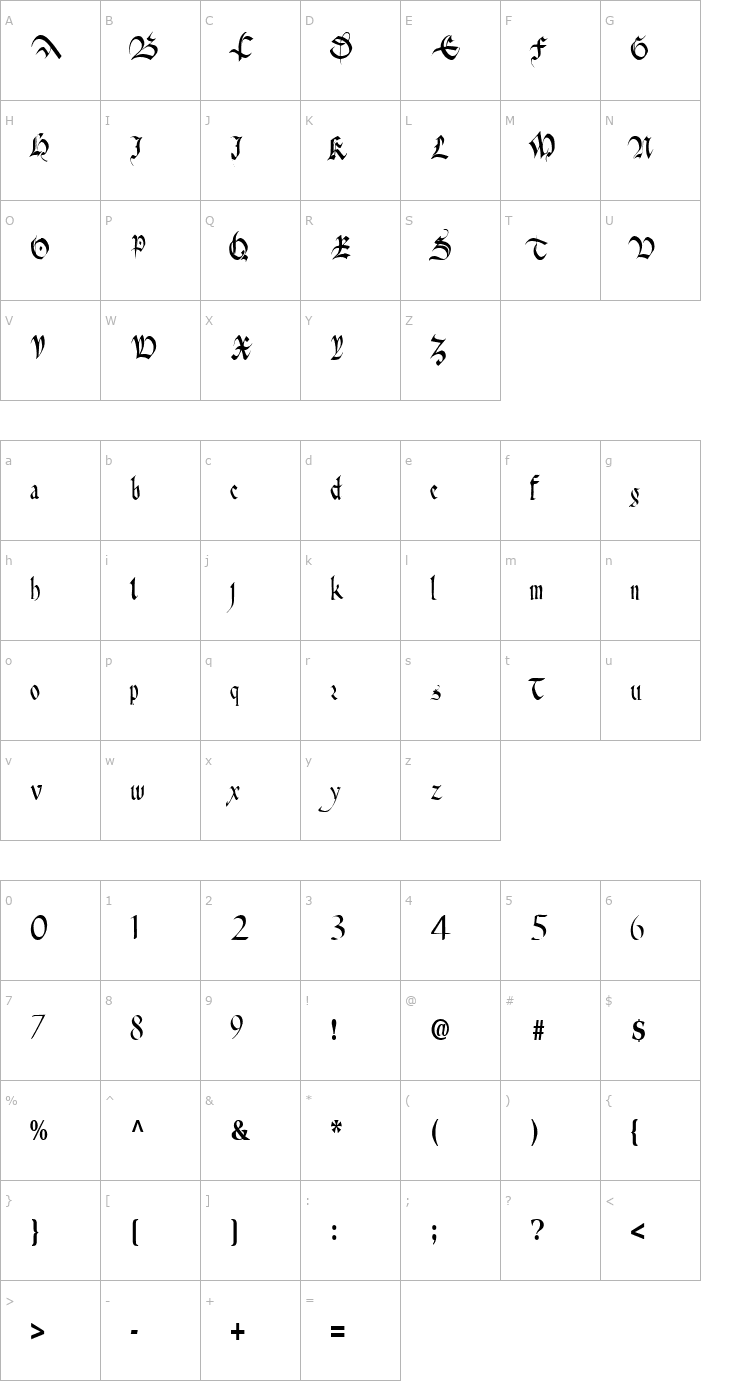 Character Map AnitaFlairWay68 Regular ttcon Font