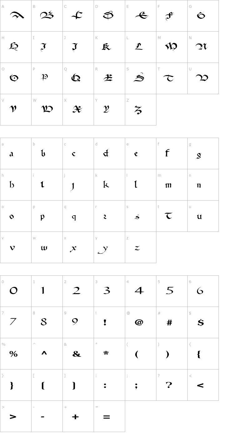 Character Map AnitaFlairWay68 Regular ttext Font