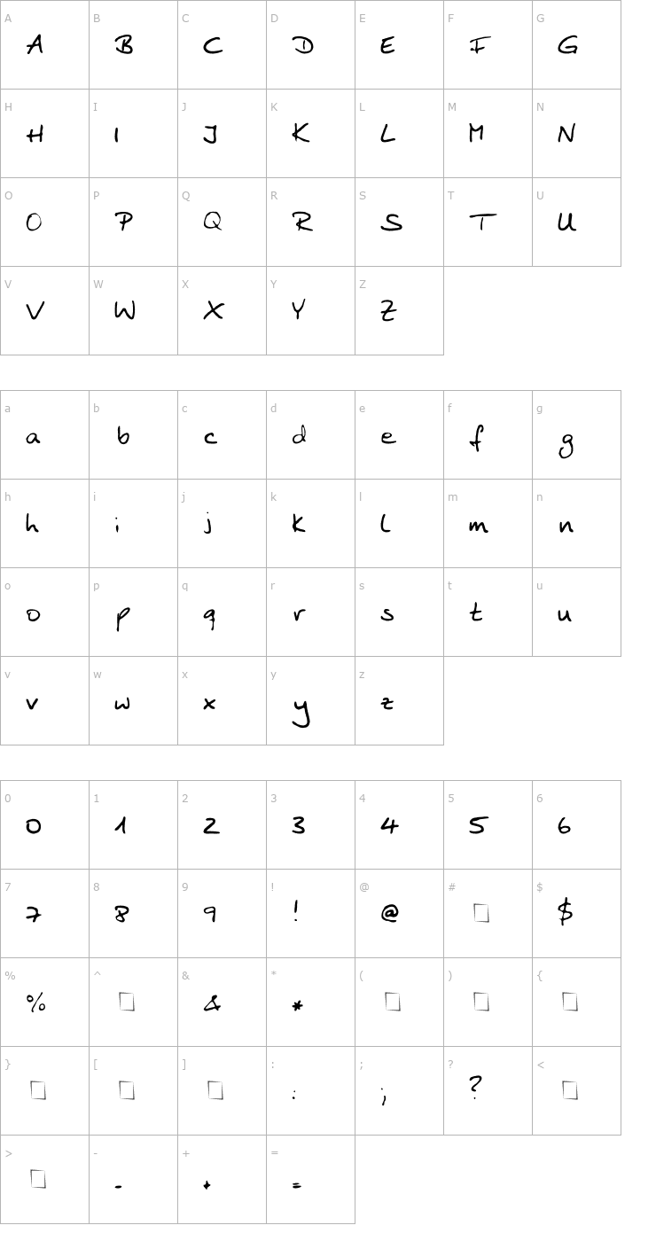 Character Map Anke Print Font
