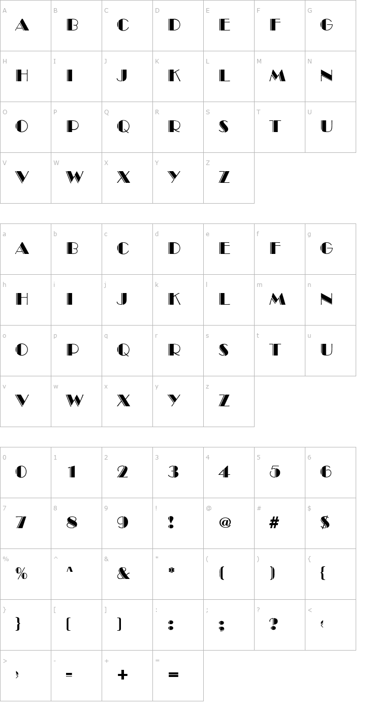 Character Map AnnaBeckerEngraved Font