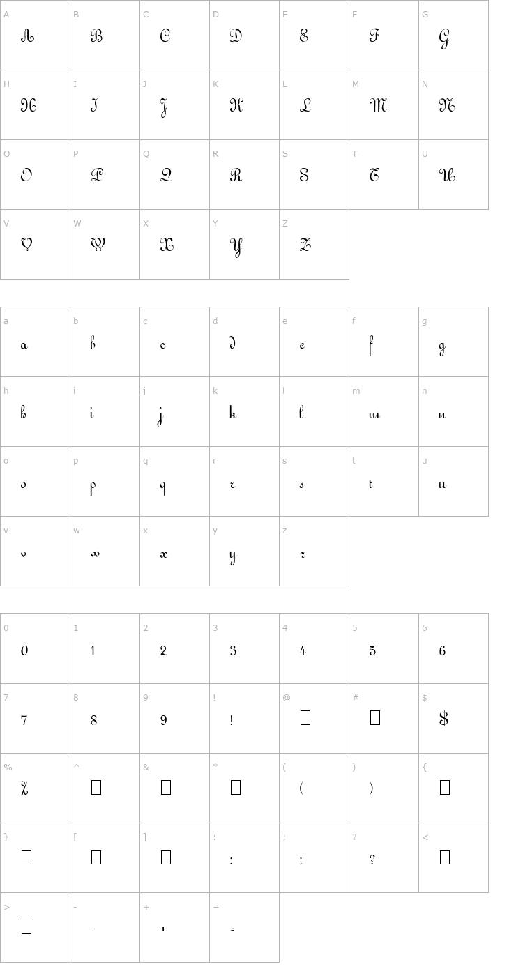 Character Map Annulment 1 Font