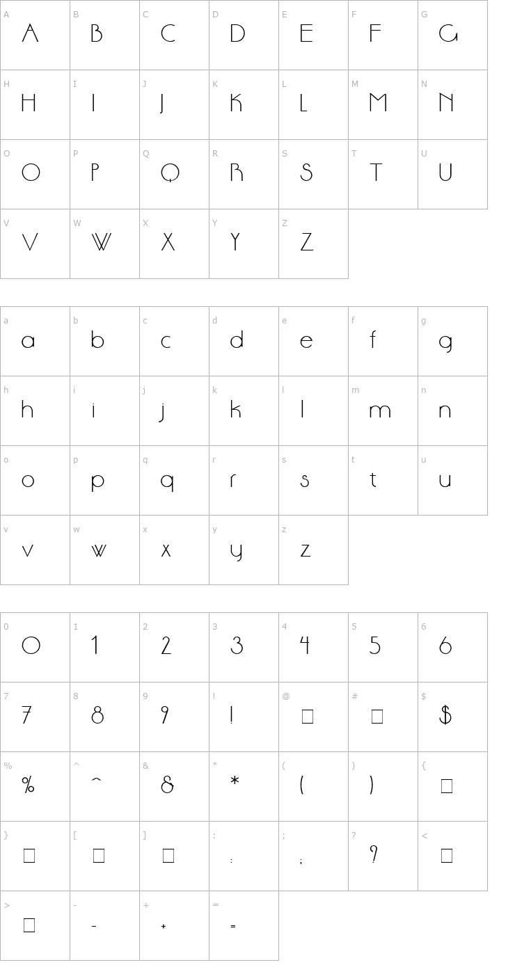 Character Map Anson Normal Font