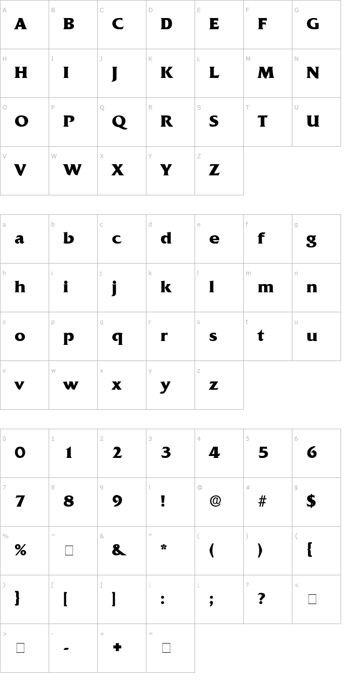 Character Map Anticlaire Display SSi Font