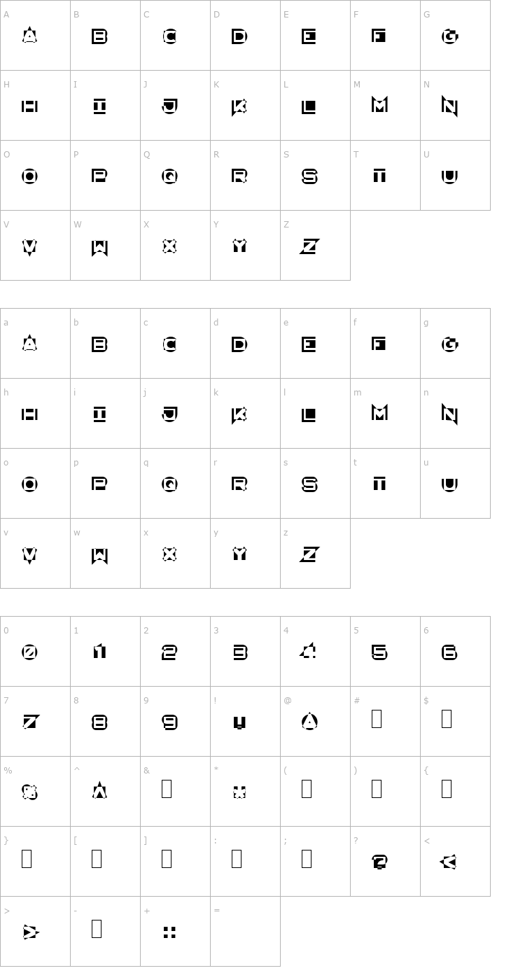 Character Map AntiMatter KG Font