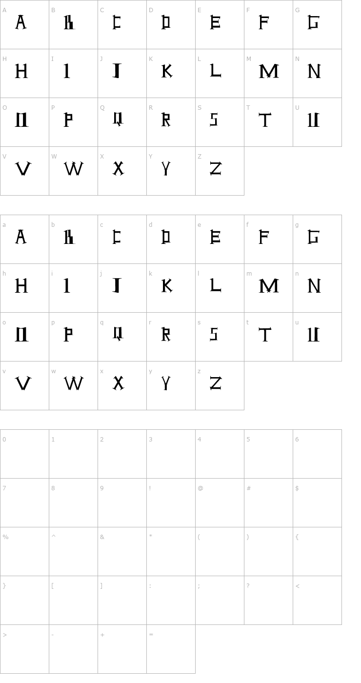 Character Map Antioch Font
