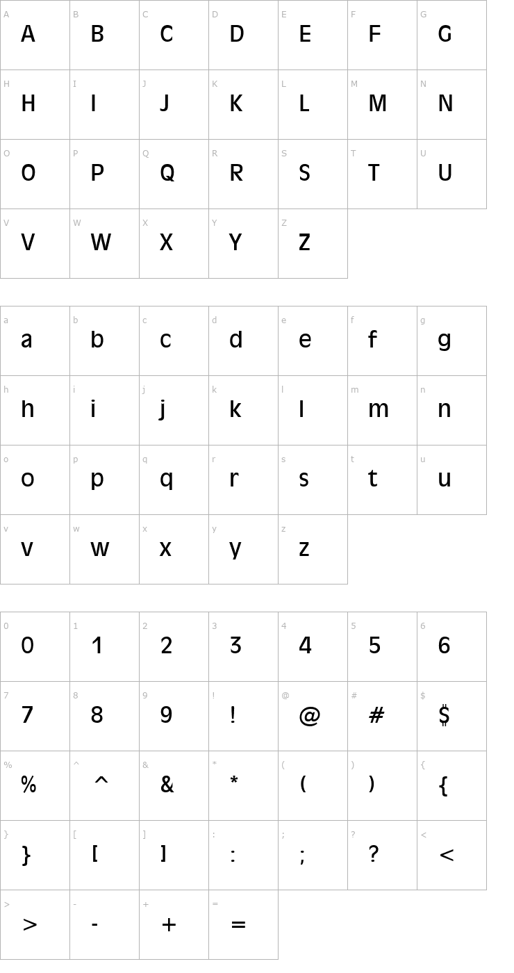 Character Map Antiqua 101 Normal Font
