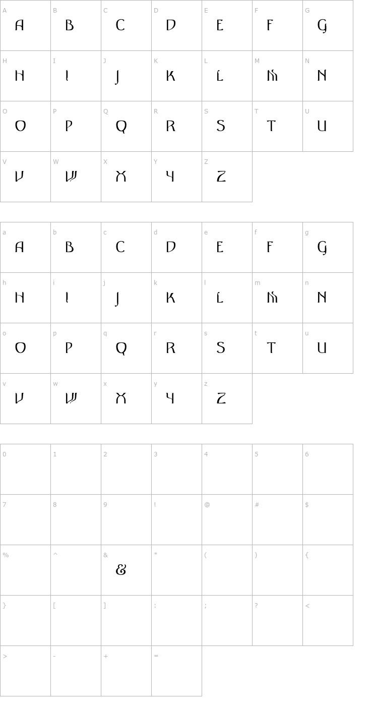 Character Map ANTIQUE Regular Font
