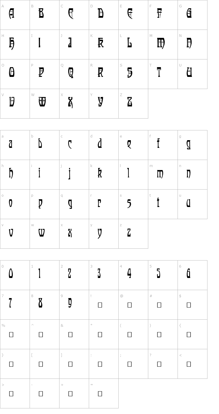 Character Map Antwerp Text Font