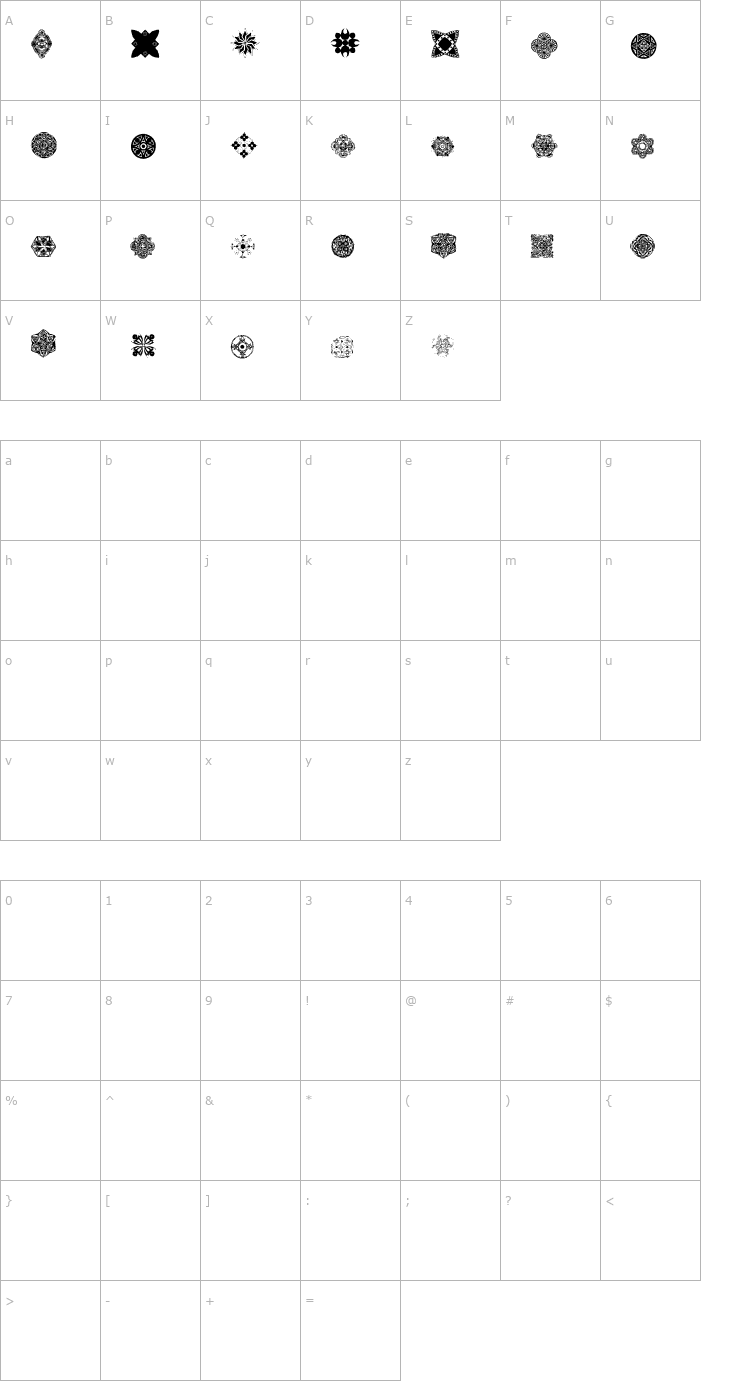 Character Map aos_geo1 Font