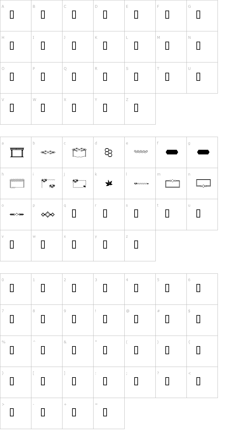Character Map ap fancy frames Font