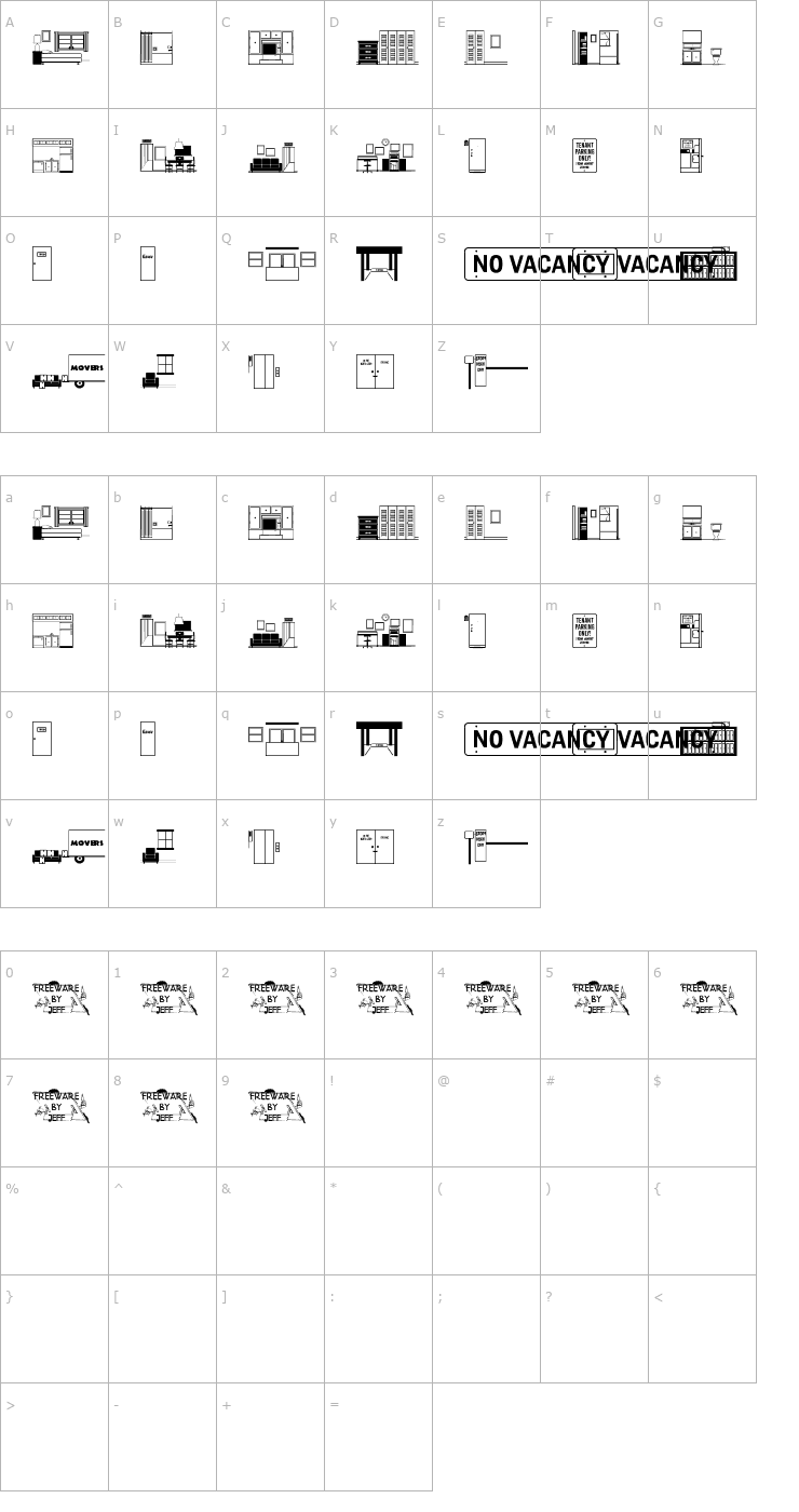 Character Map Apartment Life JL Font
