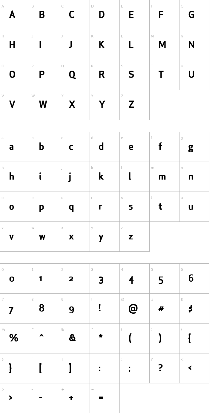 Character Map ApexSansBoldST Font