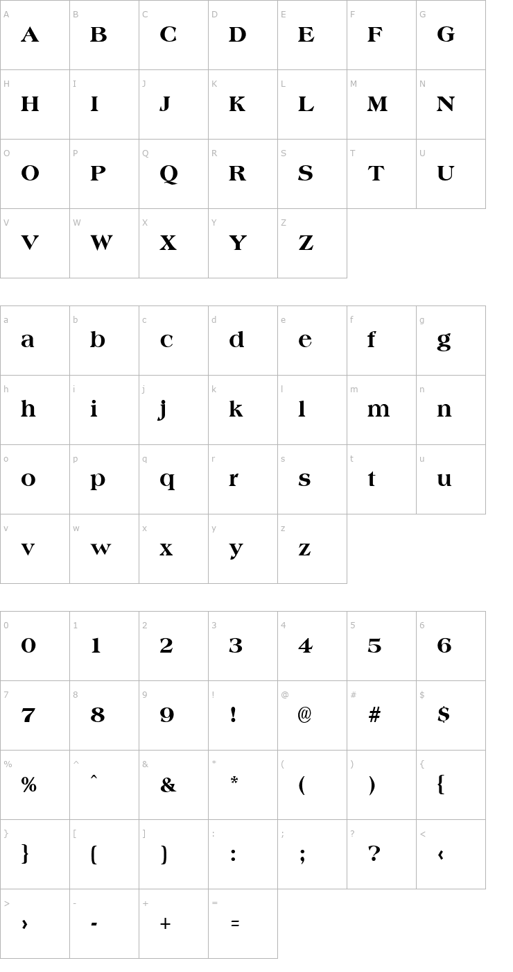 Character Map Aphid Extrabold Font