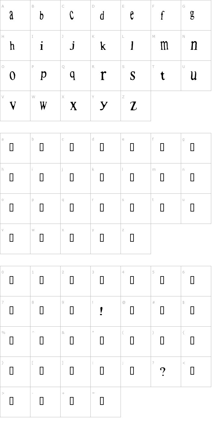 Character Map Aphid Manure Heist Font