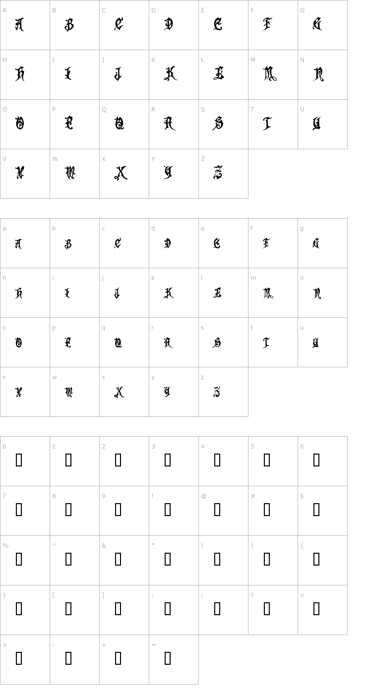 Character Map Apollyon Font
