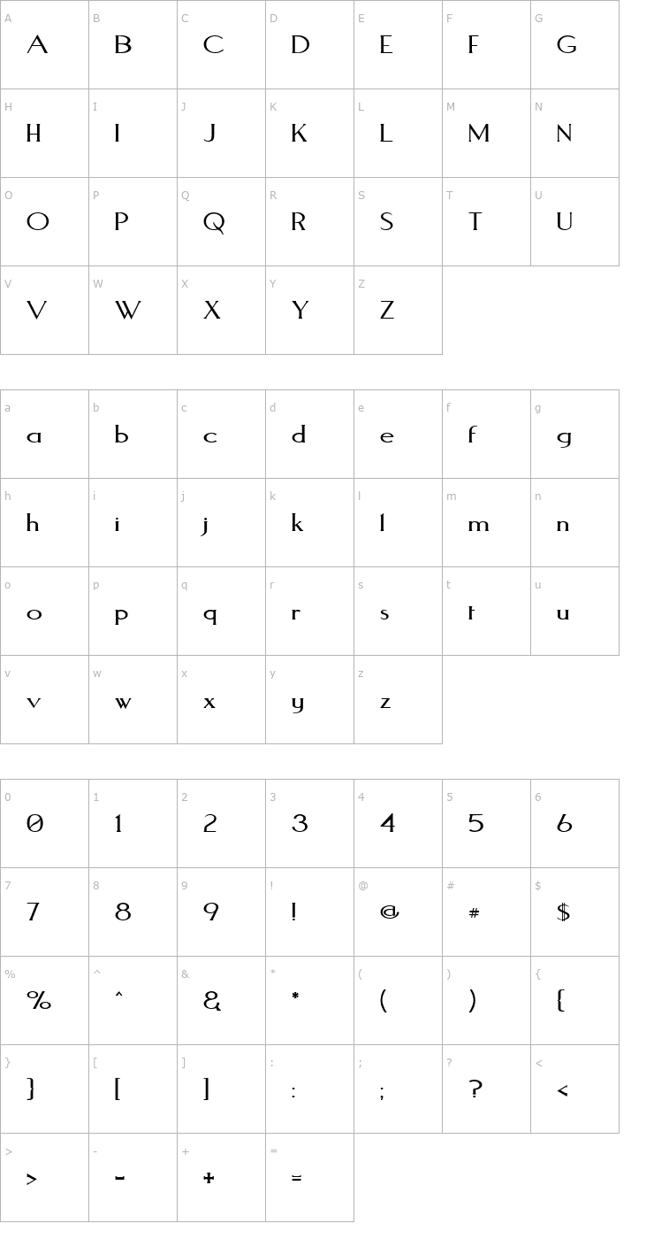 Character Map Aquaduct (full set) Plain Font