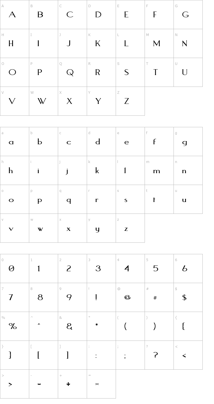 Character Map Aquaduct Plain Font