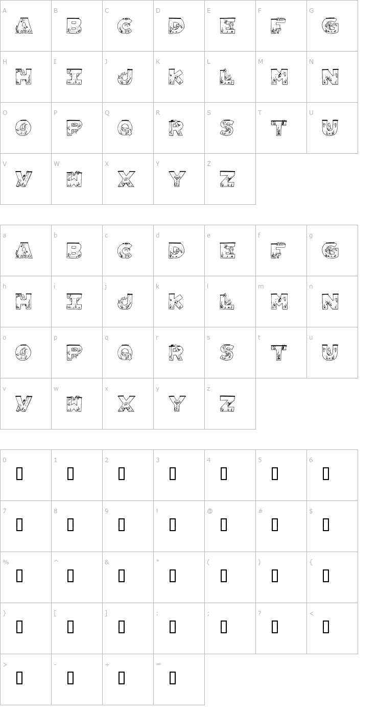 Character Map Aquarium Font