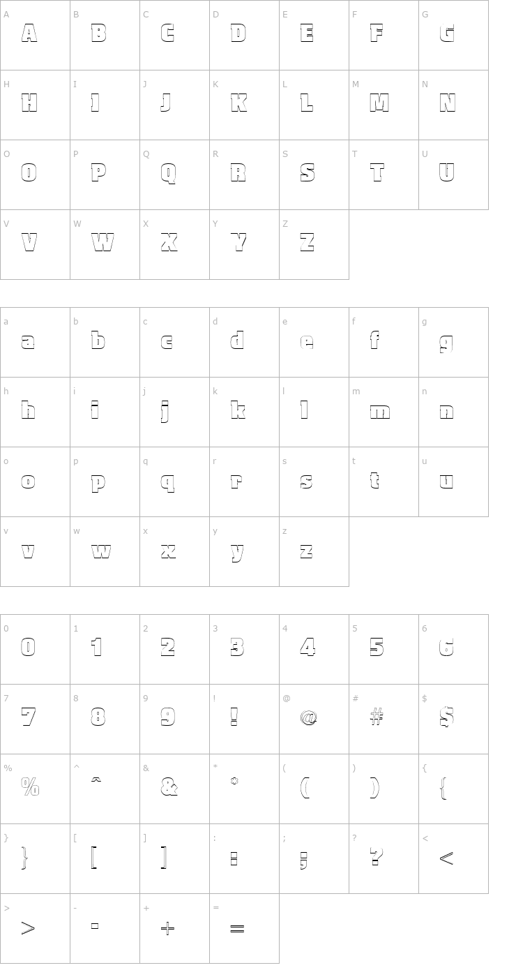 Character Map Aquarius Outline Regular Font