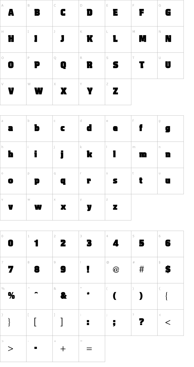 Character Map Aquarius Ten Regular Font