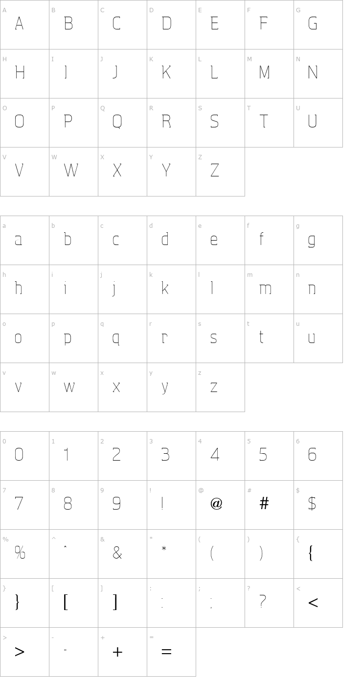 Character Map Aquarius Two Regular Font