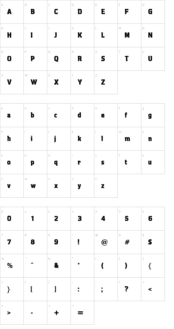 Character Map AquaticHeavy Font