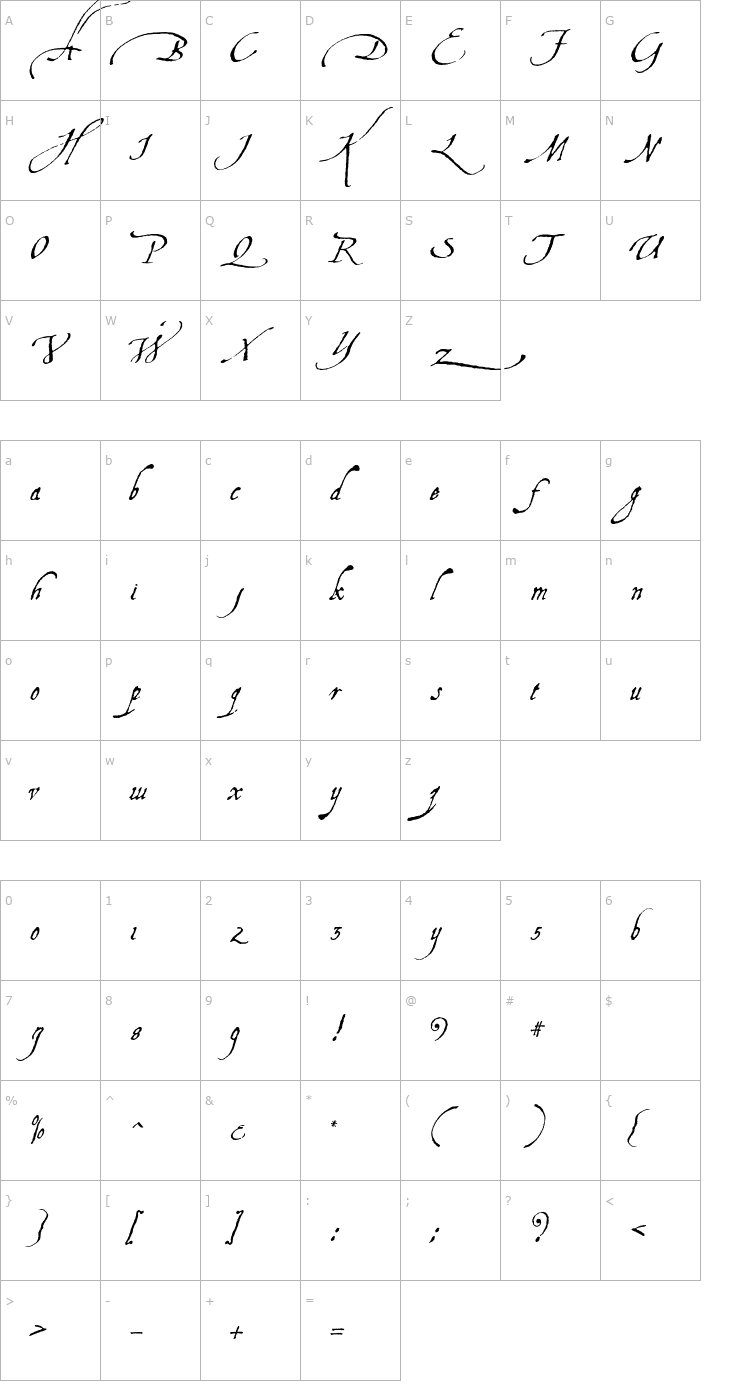 Character Map Aquiline Font