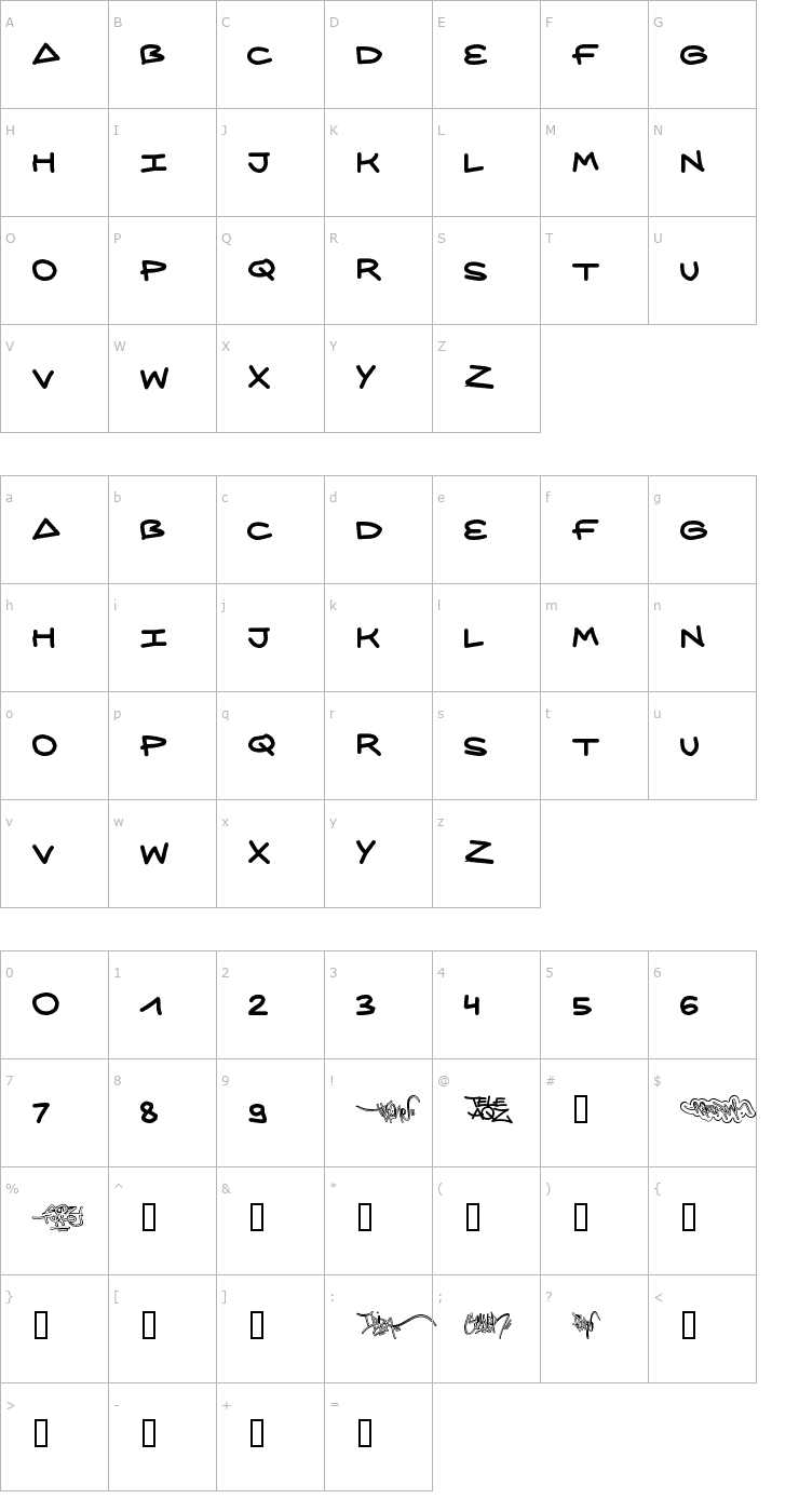 Character Map AQZ crew Font