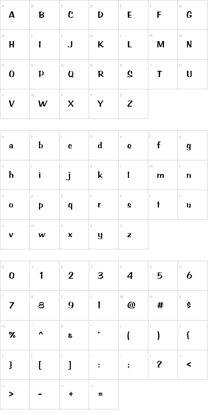Character Map Arab_Becker_Brushstroke Font