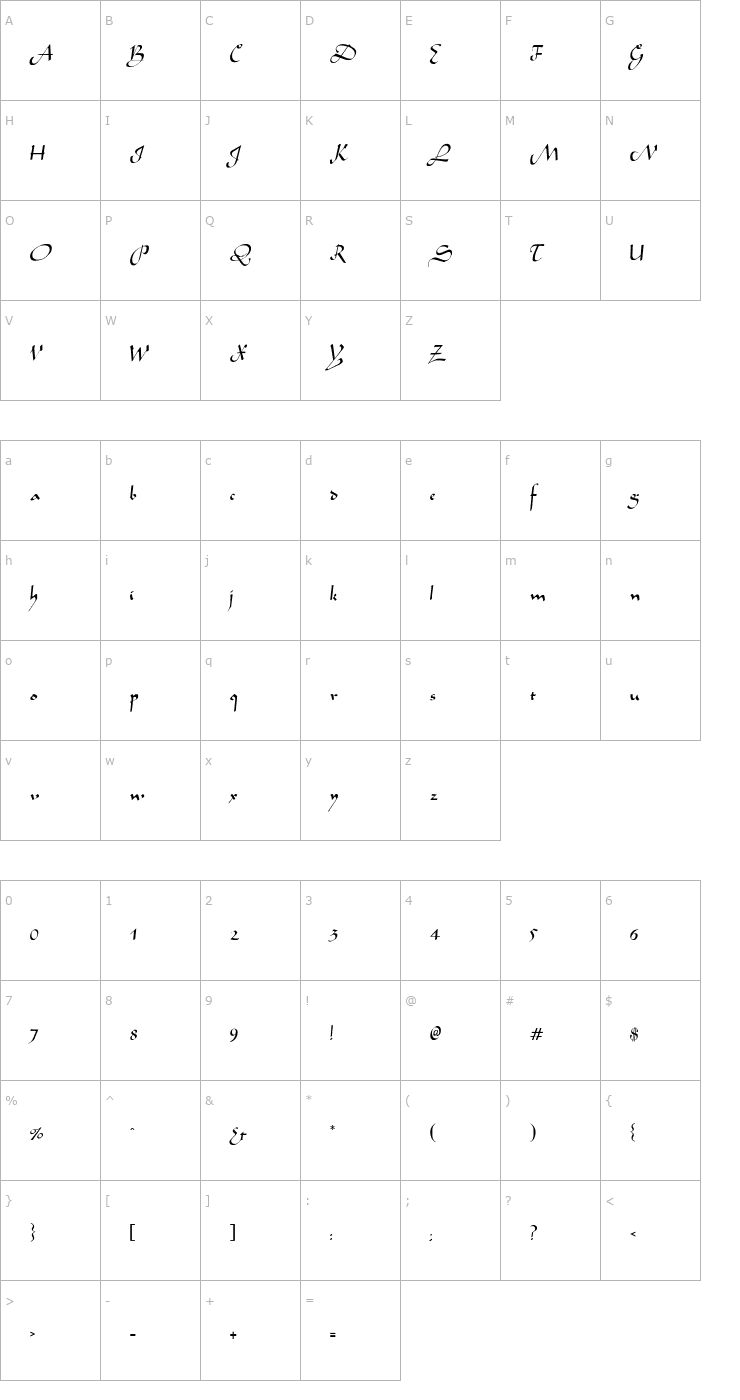 Character Map Arabian-Normal Font