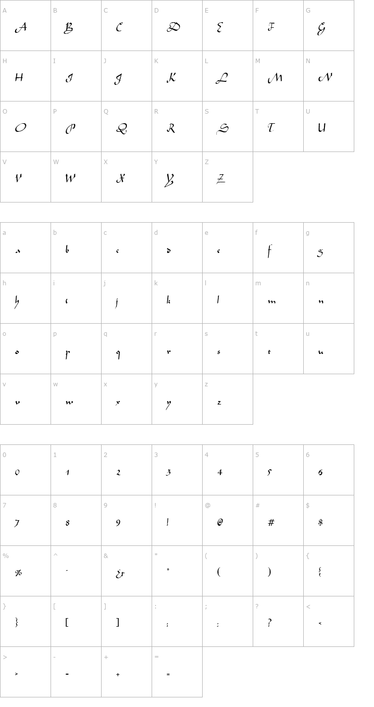 Character Map ArabianNormal Cyr Font