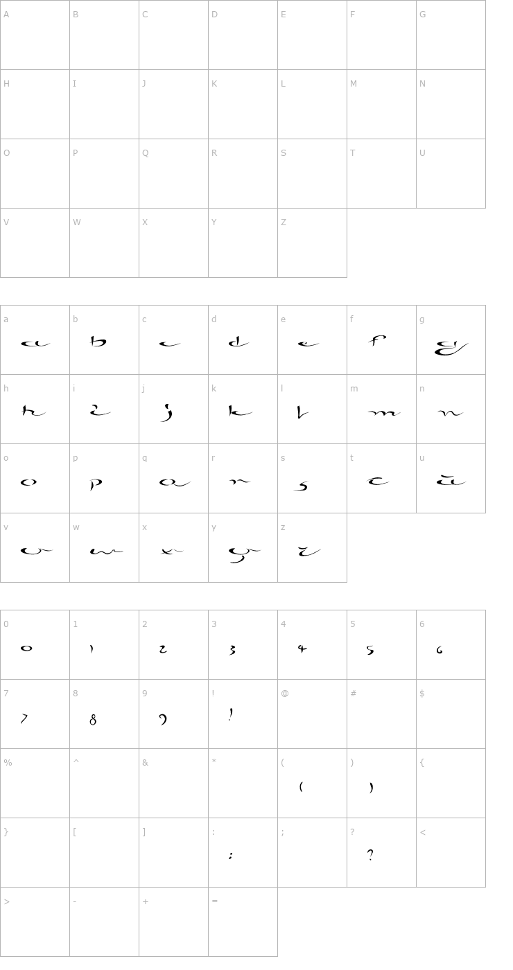 Character Map arabica Font