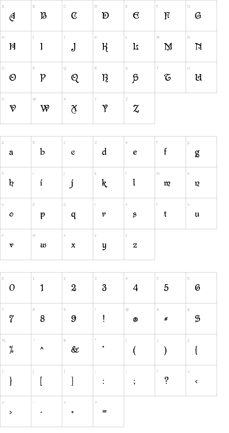 Character Map Aragon Font