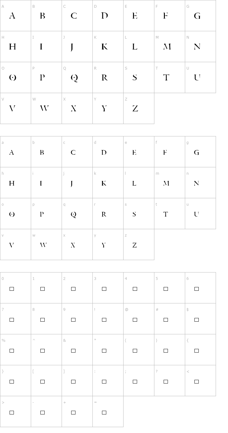 Character Map Aranea Font