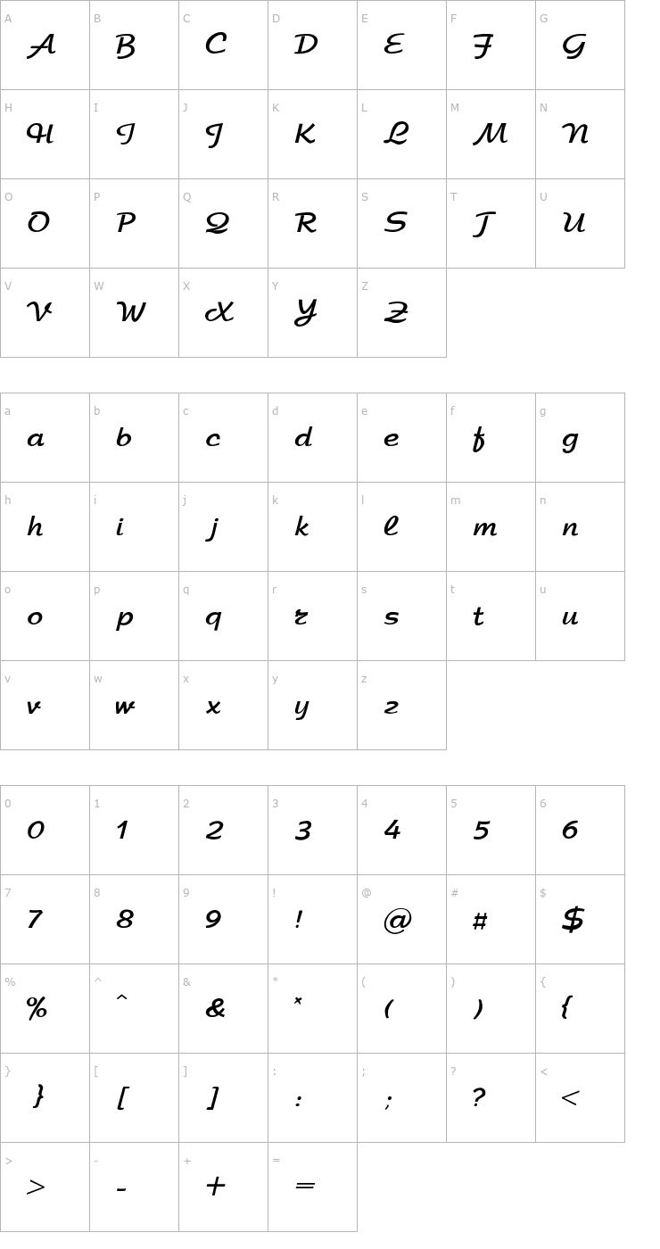 Character Map Arbat-Bold Font