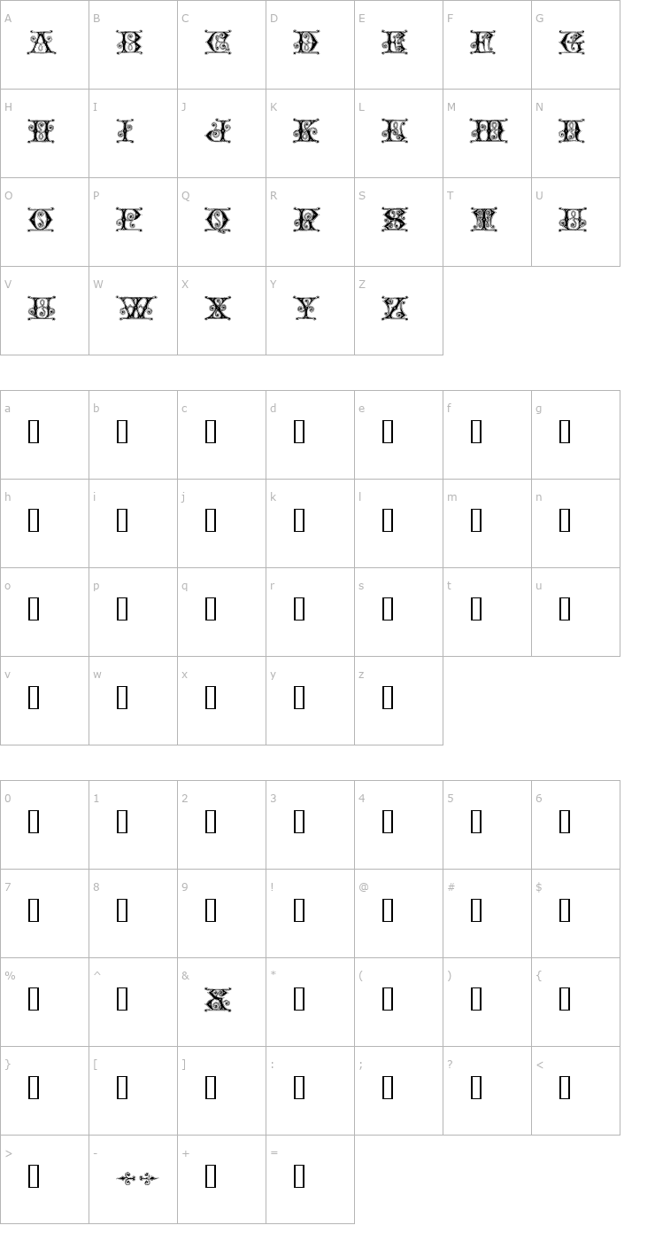 Character Map Arberth Font